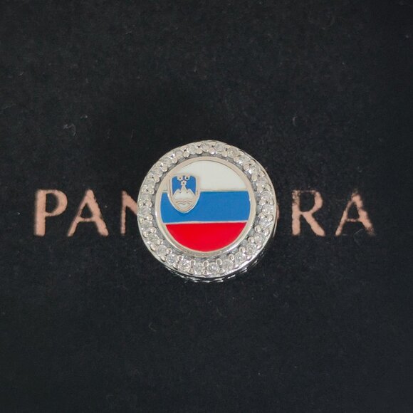 Pandora Slovenia Flag Bead Charm Bracelet Pendant S925 Silver with box - Picture 1 of 7